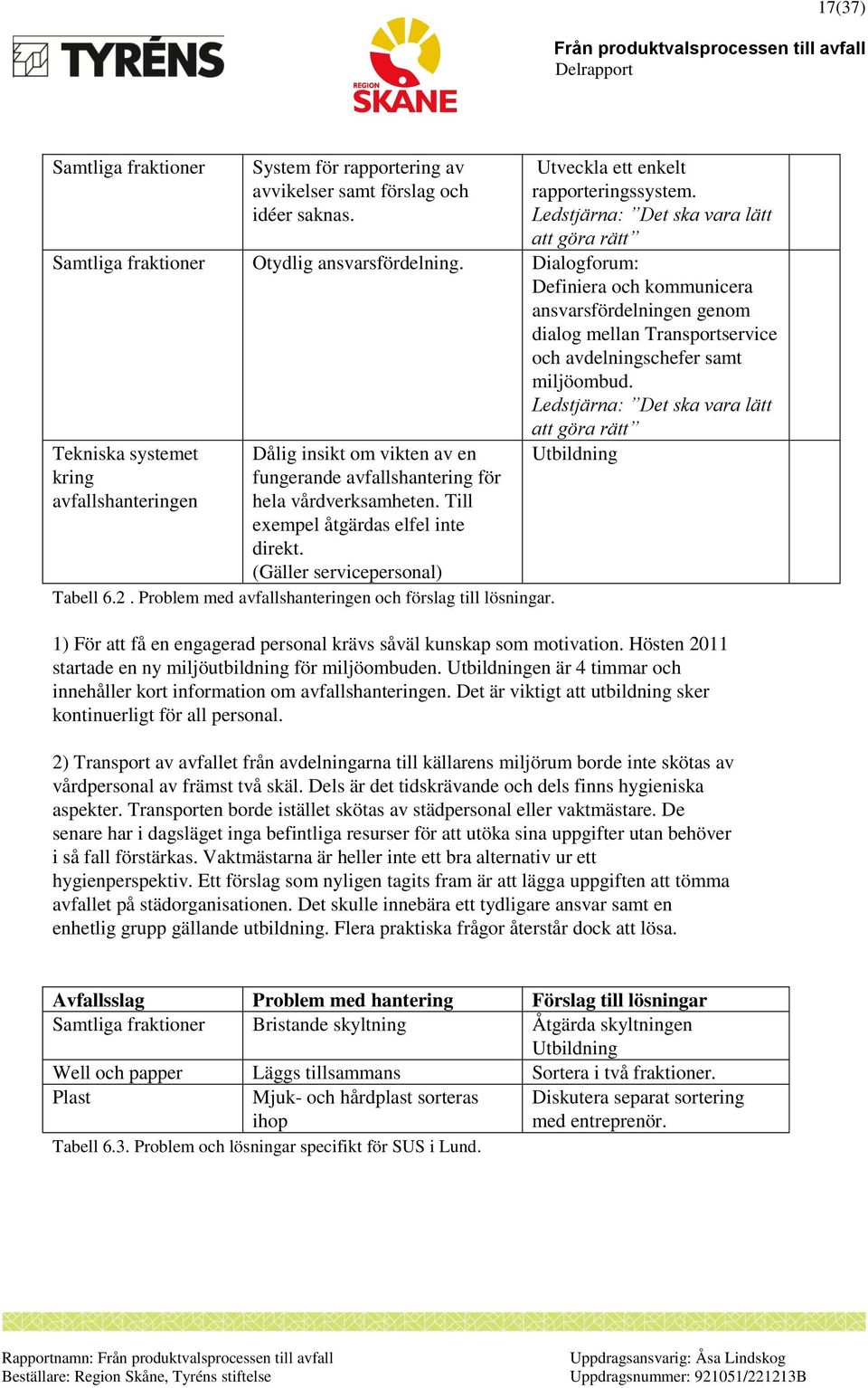Dialogforum: Definiera och kommunicera ansvarsfördelningen genom dialog mellan Transportservice och avdelningschefer samt miljöombud.