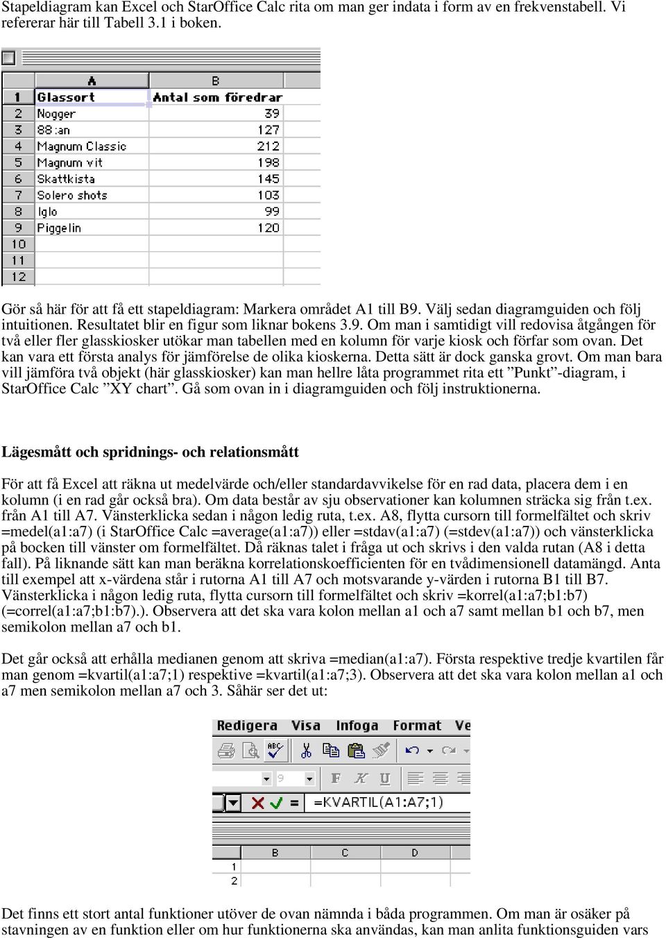 Välj sedan diagramguiden och följ intuitionen. Resultatet blir en figur som liknar bokens 3.9.