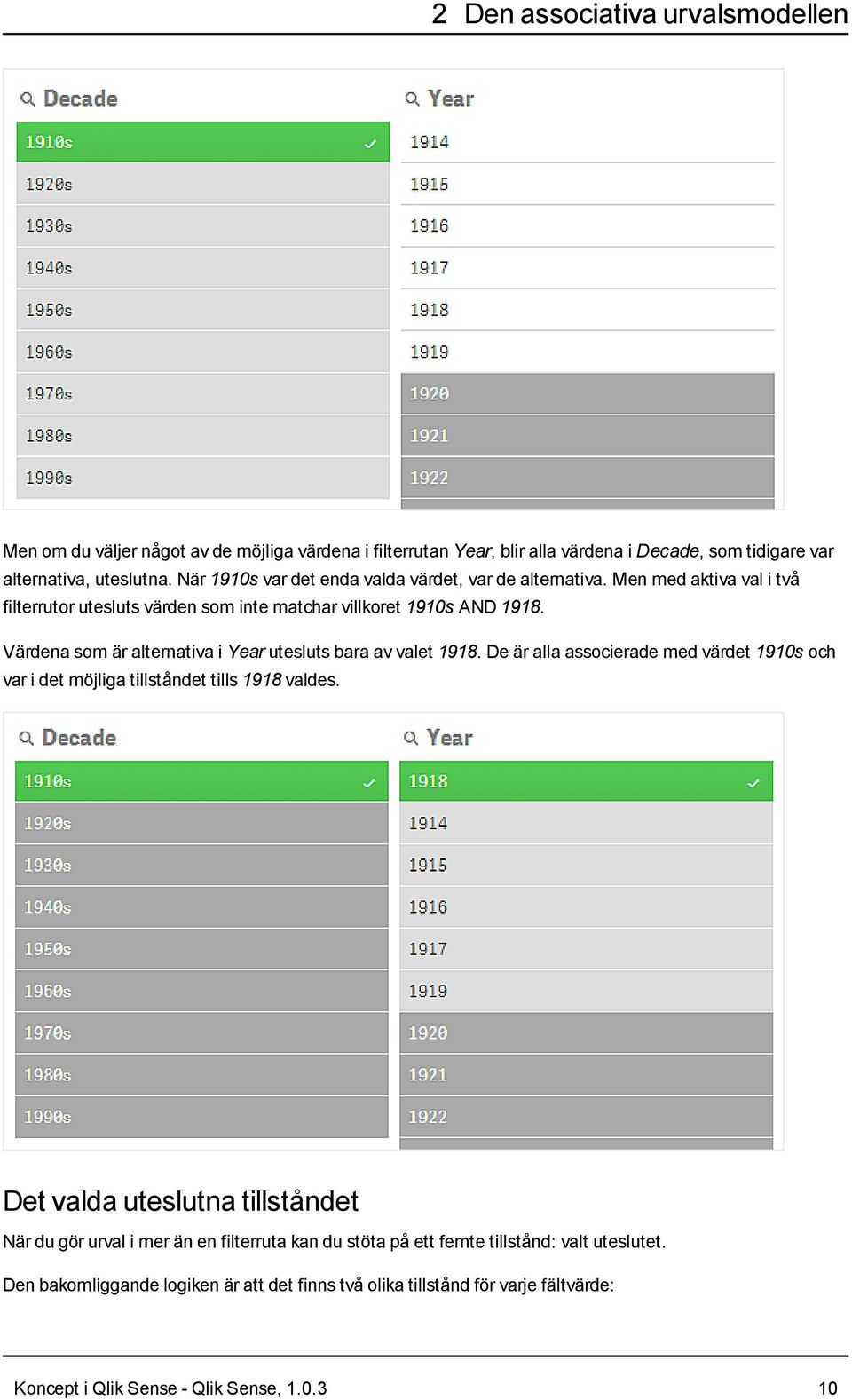 Värdena som är alternativa i Year utesluts bara av valet 1918. De är alla associerade med värdet 1910s och var i det möjliga tillståndet tills 1918 valdes.