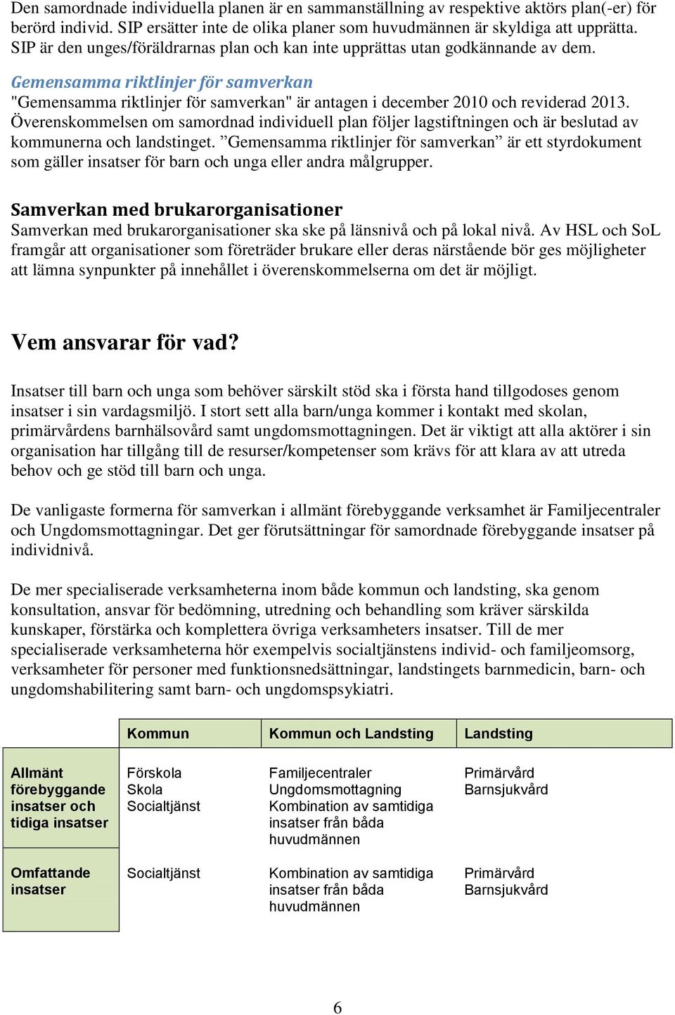 Gemensamma riktlinjer för samverkan "Gemensamma riktlinjer för samverkan" är antagen i december 2010 och reviderad 2013.