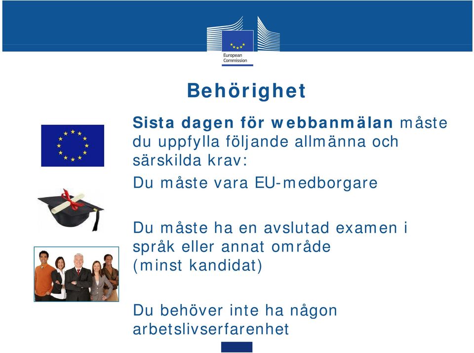 ha en avslutad examen i språk eller annat område (minst kandidat)