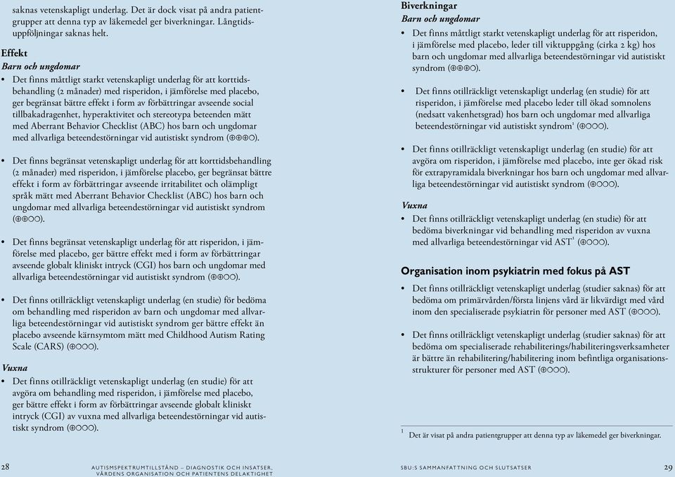 förbättringar avseende social tillbakadragenhet, hyperaktivitet och stereotypa beteenden mätt med Aberrant Behavior Checklist (ABC) hos barn och ungdomar med allvarliga beteendestörningar vid
