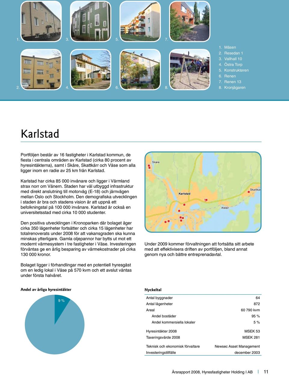alla ligger inom en radie av 25 km från Karlstad. Karlstad har cirka 85 000 invånare och ligger i Värmland strax norr om Vänern.