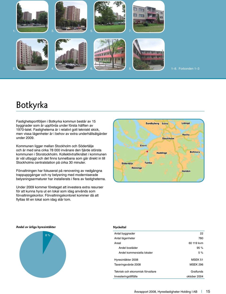 Kommunen ligger mellan Stockholm och Södertälje och är med sina cirka 78 000 invånare den fjärde största kommunen i Storstockholm.