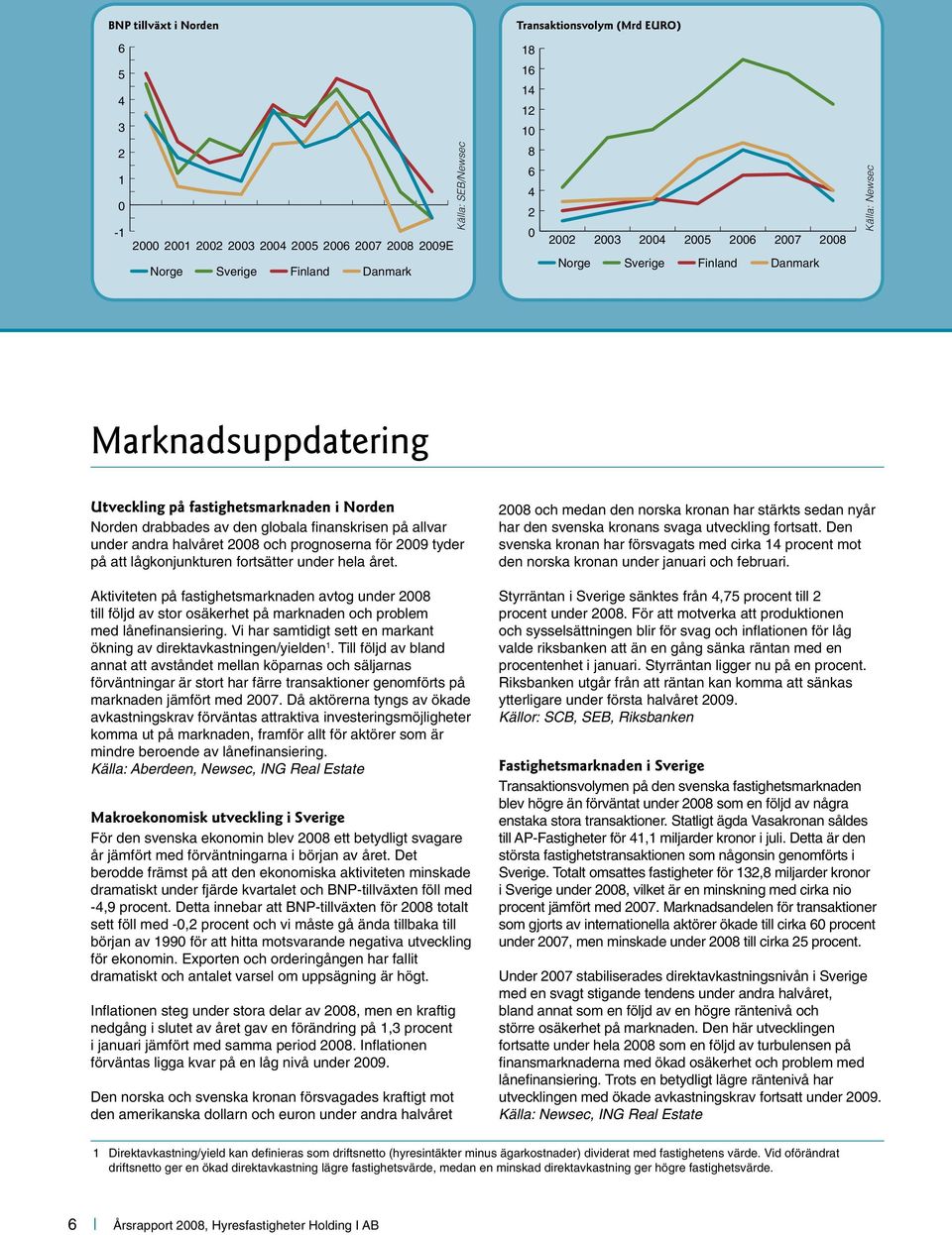 andra halvåret 2008 och prognoserna för 2009 tyder på att lågkonjunkturen fortsätter under hela året.