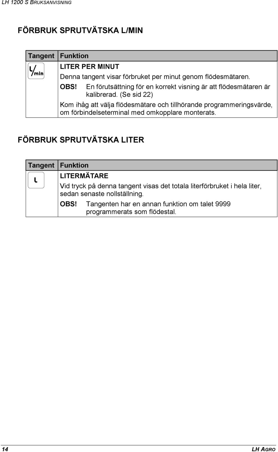 (Se sid 22) Kom ihåg att välja flödesmätare och tillhörande programmeringsvärde, om förbindelseterminal med omkopplare monterats.