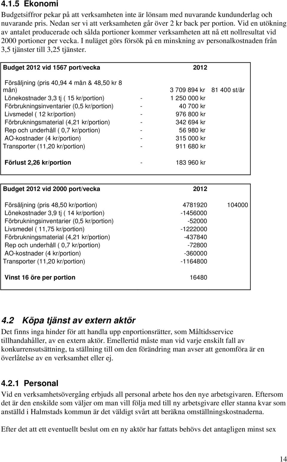 I nuläget görs försök på en minskning av personalkostnaden från 3,5 tjänster till 3,25 tjänster.