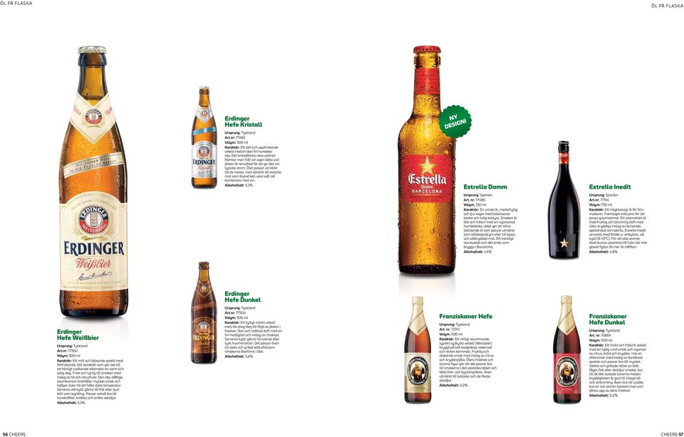 Ölet passar utmärkt till de mesta, men särskilt till asiatisk mat som ibland kan vara svår att kombinera med vin. Alkoholhalt: 5,3% NY DESIGN! Estrella Damm Estrella Inedit Ursprung: Spanien Art.