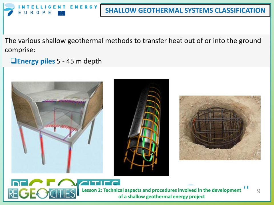 comprise: Energy piles 5-45 m depth Lesson 2: Technical aspects and