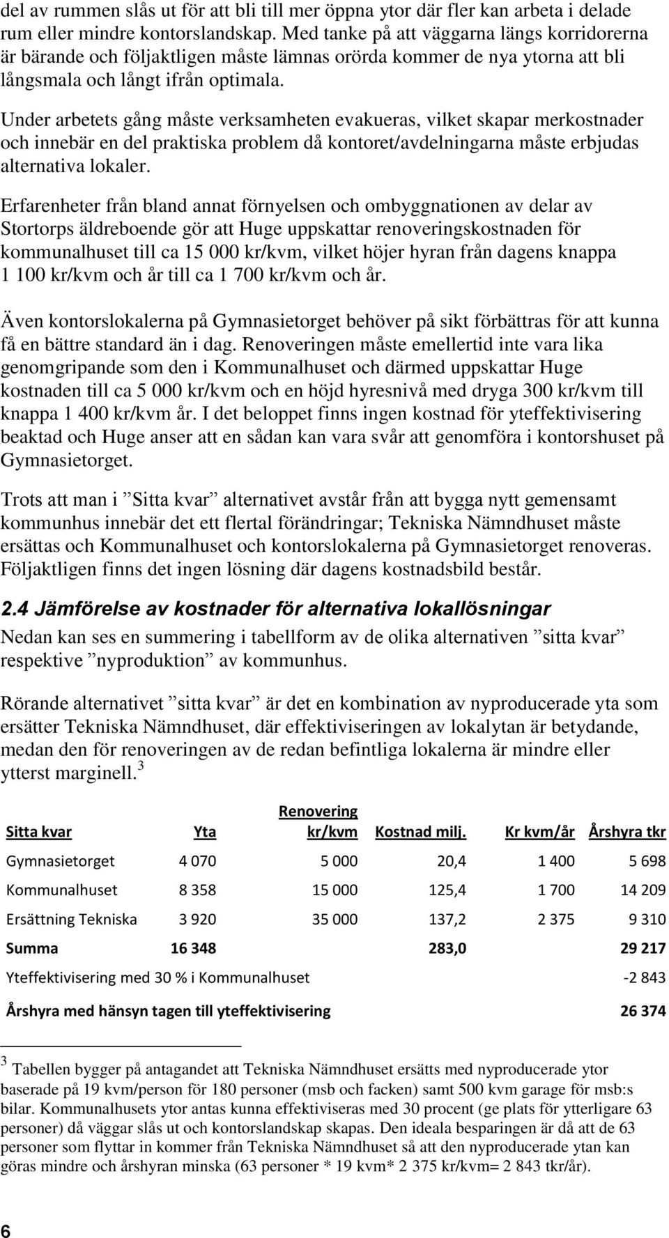 Under arbetets gång måste verksamheten evakueras, vilket skapar merkostnader och innebär en del praktiska problem då kontoret/avdelningarna måste erbjudas alternativa lokaler.