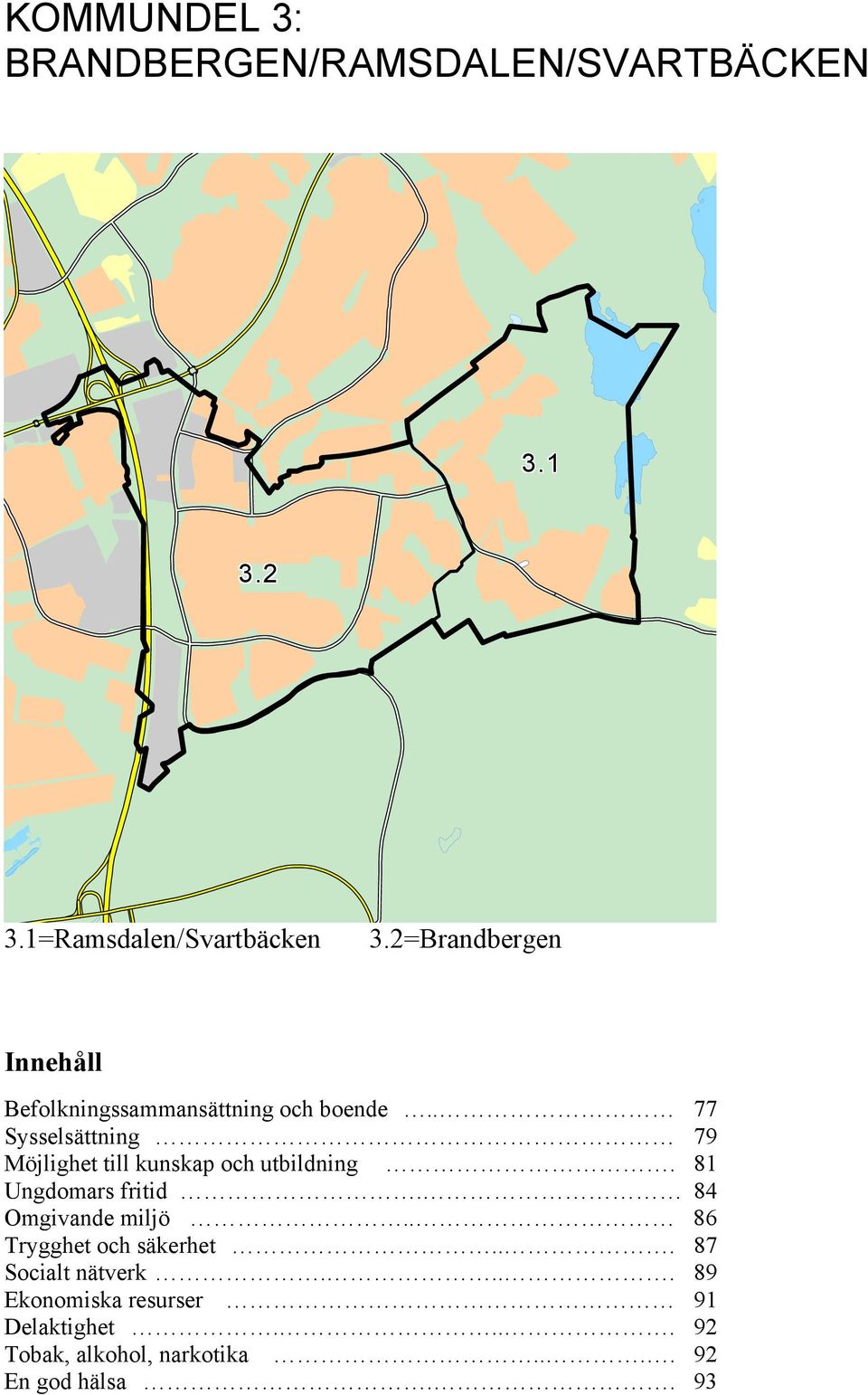 . 77 Sysselsättning 79 Möjlighet till kunskap och utbildning. 1 Ungdomars fritid.