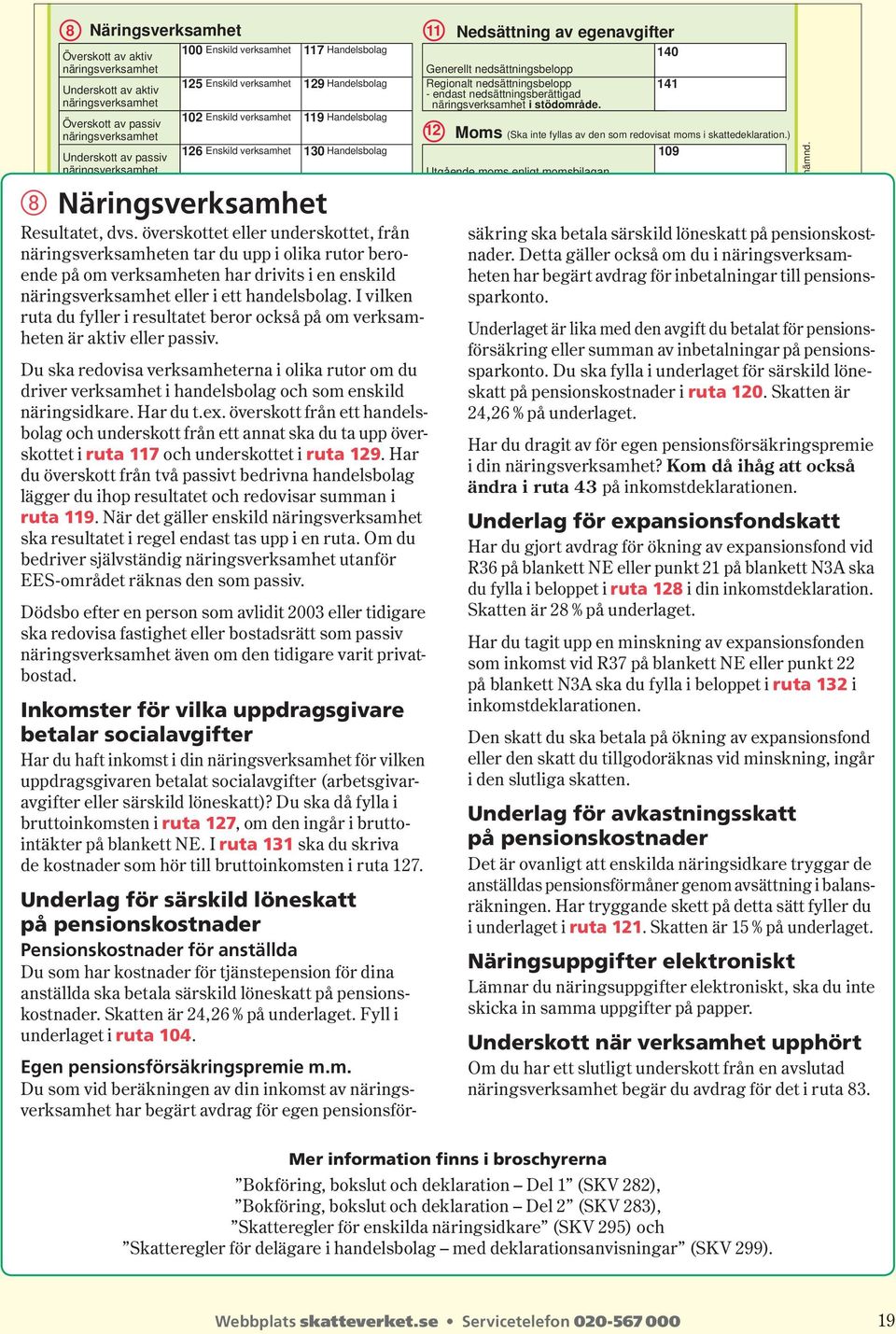 117 Handelsbolag 129 Handelsbolag 119 Handelsbolag 130 Handelsbolag 131 Kostnader 120 Eget 11 Nedsättning av egenavgifter Generellt nedsättningsbelopp Regionalt nedsättningsbelopp endast