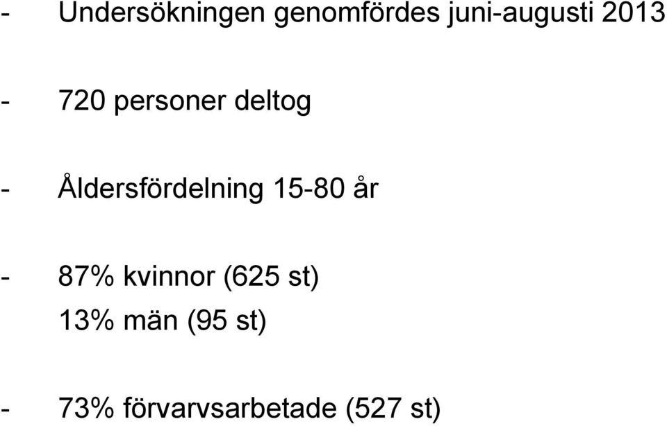 Åldersfördelning 15-80 år - 87% kvinnor