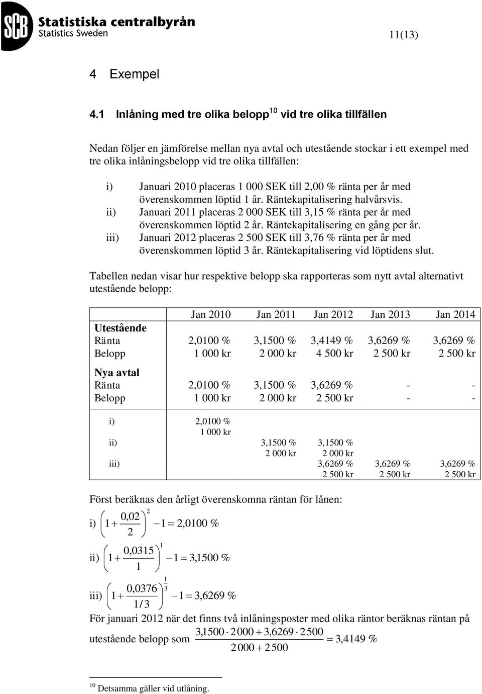 Januari 2010 placeras 1 000 SEK till 2,00 % ränta per år med överensommen löptid 1 år. Ränteapitalisering halvårsvis.