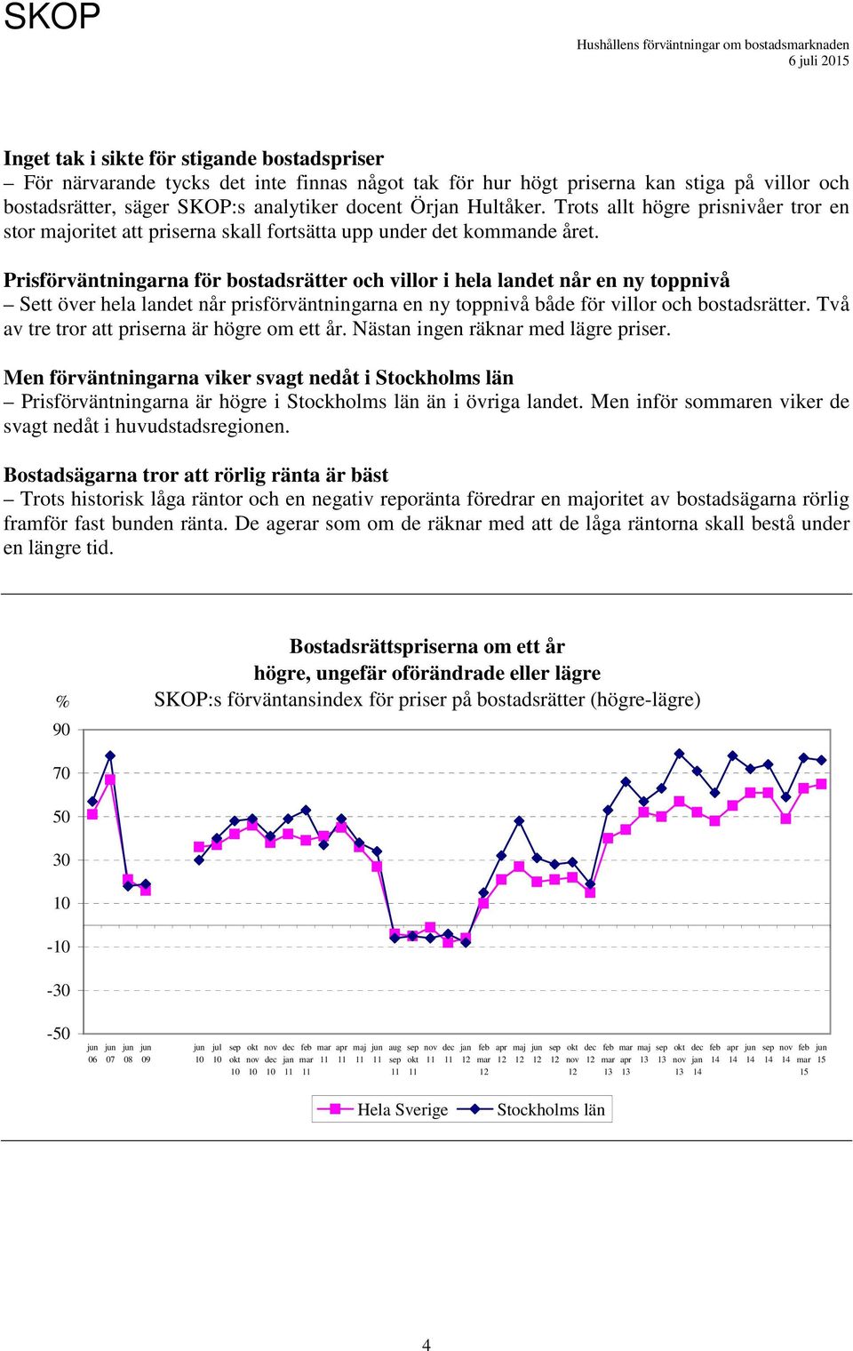 Prisförväntningarna för bostadsrätter och villor i hela landet når en ny toppnivå Sett över hela landet når prisförväntningarna en ny toppnivå både för villor och bostadsrätter.