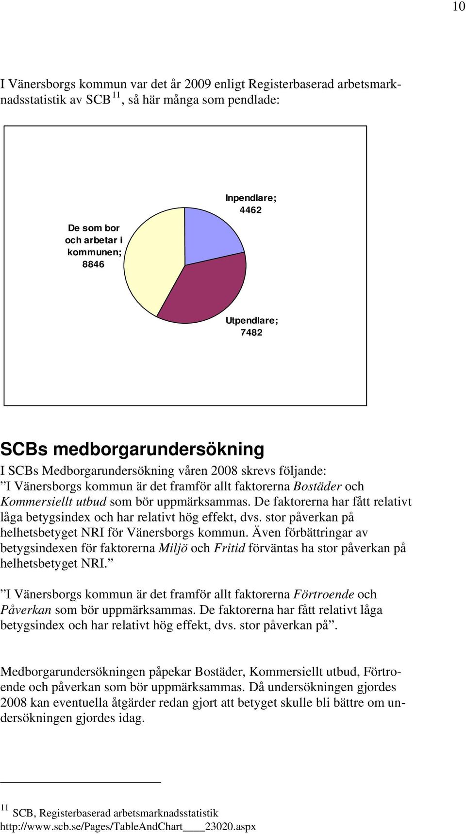 De faktorerna har fått relativt låga betygsindex och har relativt hög effekt, dvs. stor påverkan på helhetsbetyget NRI för Vänersborgs kommun.