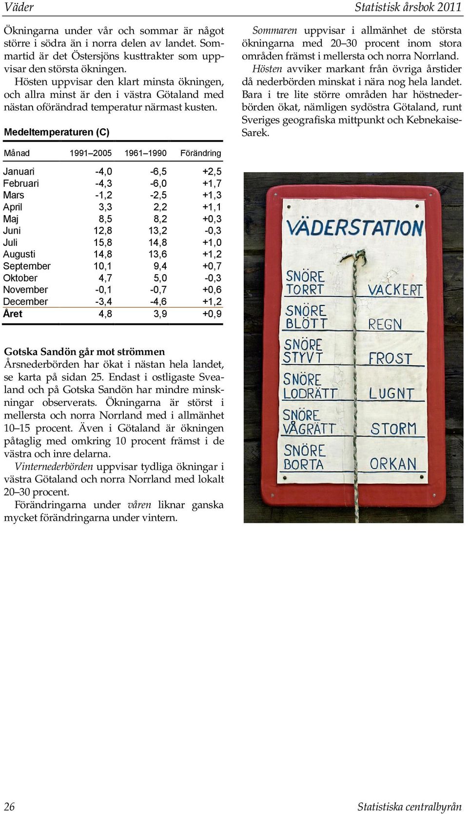 Medeltemperaturen (C) Sommaren uppvisar i allmänhet de största ökningarna med 20 30 procent inom stora områden främst i mellersta och norra Norrland.