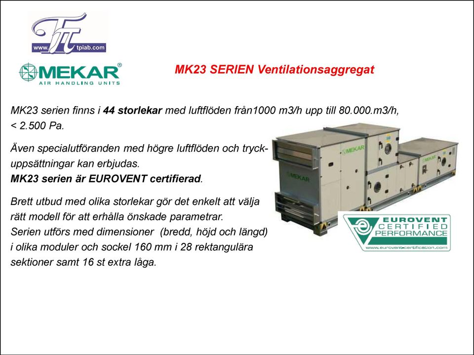 MK23 serien är EUROVENT certifierad.
