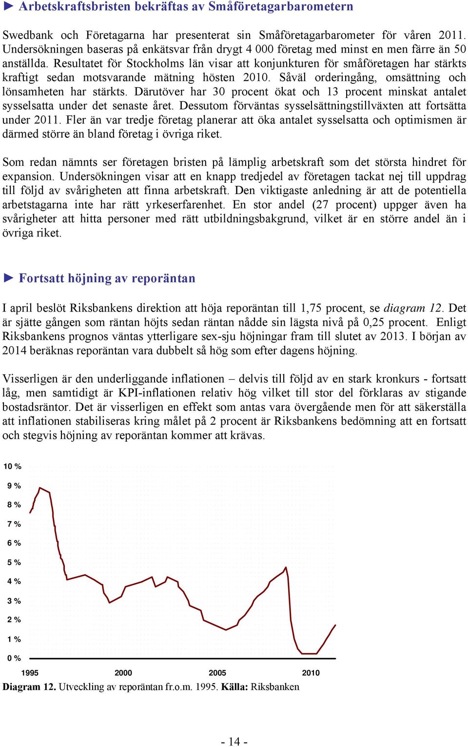 Resultatet för Stockholms län visar att konjunkturen för småföretagen har stärkts kraftigt sedan motsvarande mätning hösten 2010. Såväl orderingång, omsättning och lönsamheten har stärkts.