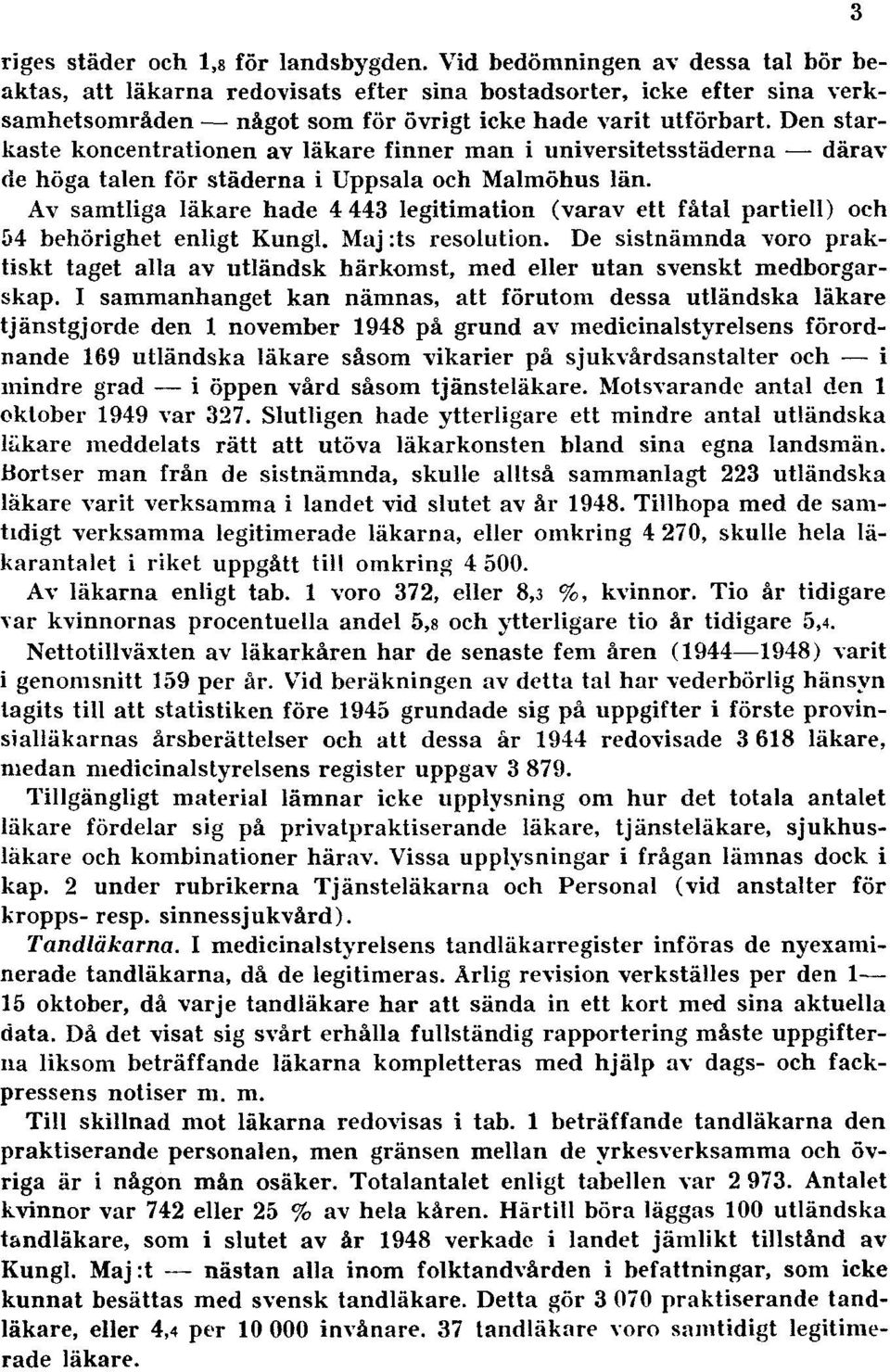 Den starkaste koncentrationen av läkare finner man i universitetsstäderna därav de höga talen för städerna i Uppsala och Malmöhus län.