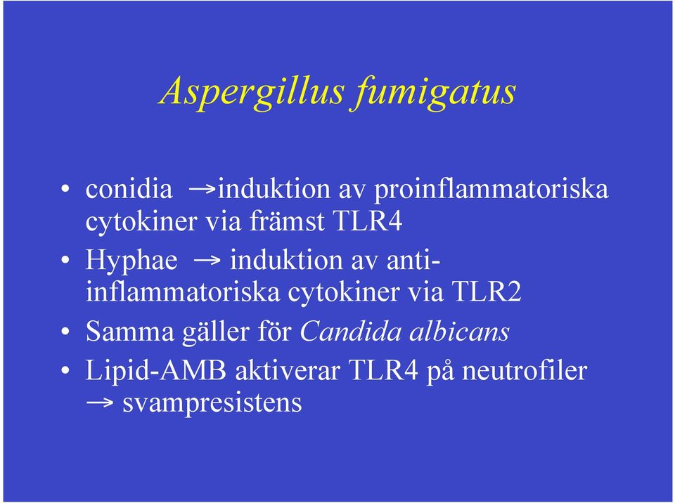 Hyphae! induktion av antiinflammatoriska cytokiner via TLR2!