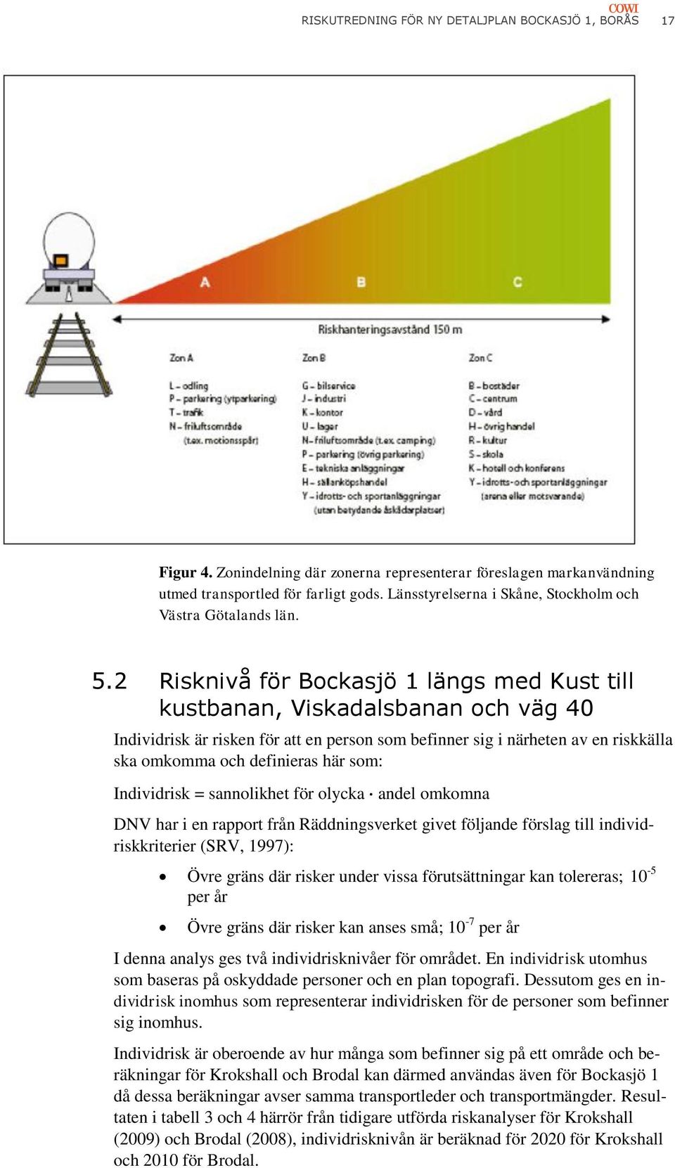 2 Risknivå för Bockasjö 1 längs med Kust till kustbanan, Viskadalsbanan och väg 40 Individrisk är risken för att en person som befinner sig i närheten av en riskkälla ska omkomma och definieras här