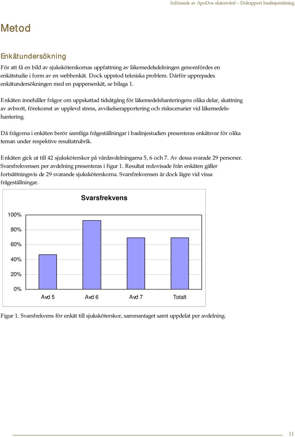 Enkäten innehåller frågor om uppskattad tidsåtgång för läkemedelshanteringens olika delar, skattning av avbrott, förekomst av upplevd stress, avvikelserapportering och riskscenarier vid