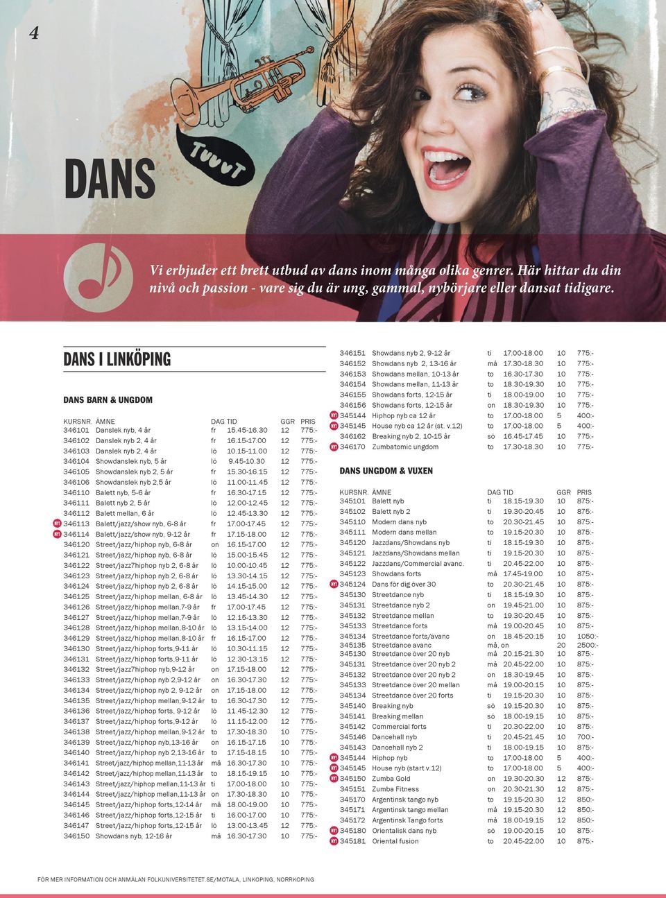 15-11.00 12 775:- 346104 Showdanslek nyb, 5 år lö 9.45-10.30 12 775:- 346105 Showdanslek nyb 2, 5 år fr 15.30-16.15 12 775:- 346106 Showdanslek nyb 2,5 år lö 11.00-11.