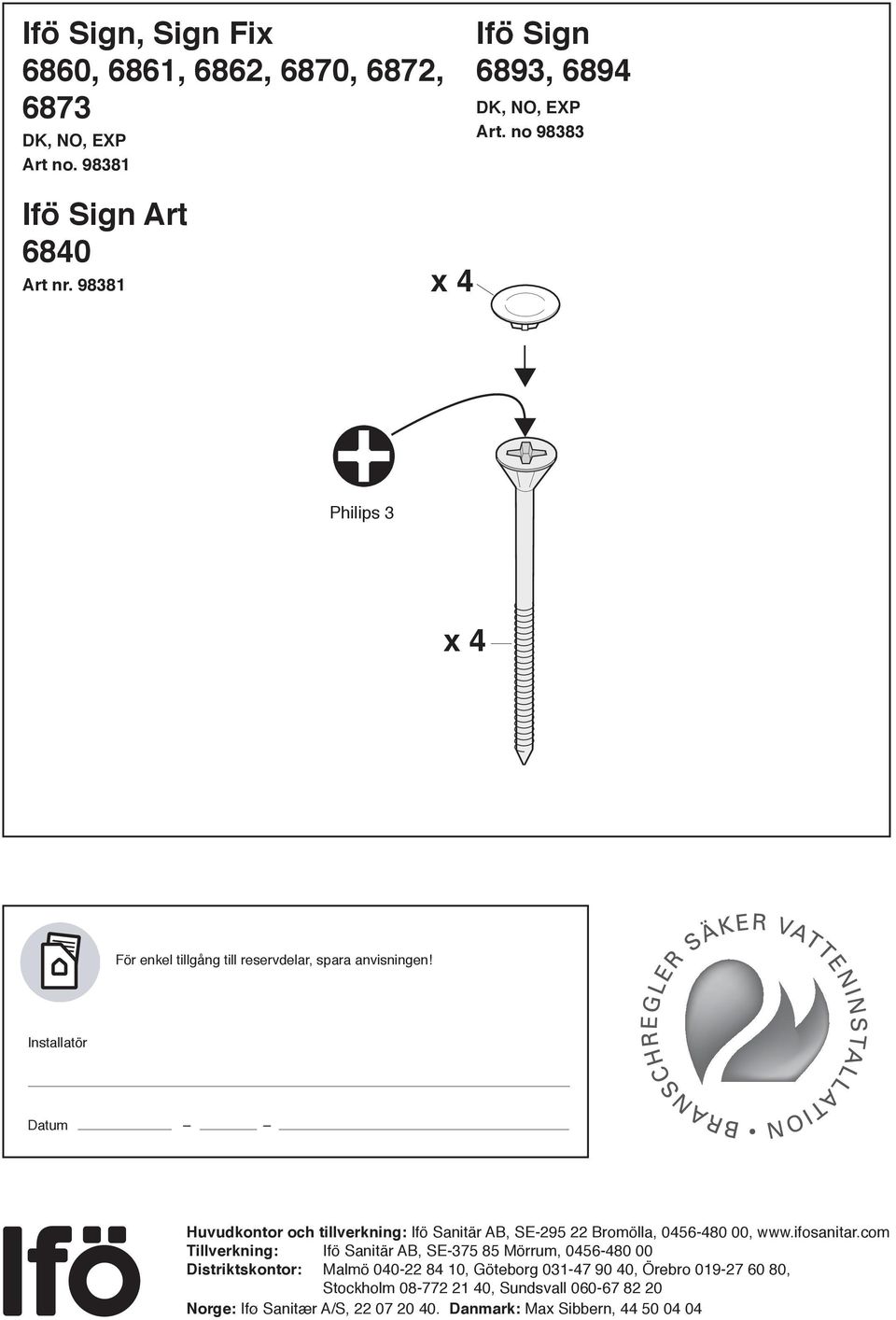 Ifö Sign/Sign Fix/Sign Art - PDF Gratis nedladdning