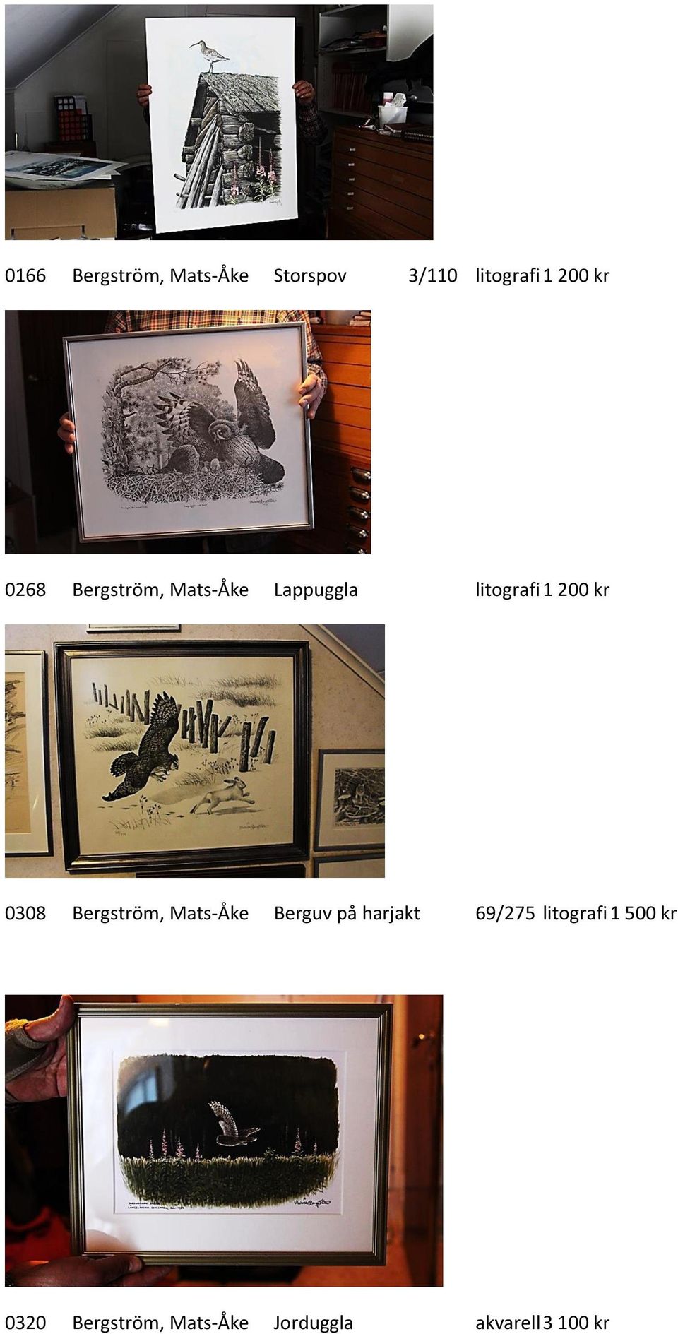 Bergström, Mats-Åke Berguv på harjakt 69/275 litografi 1