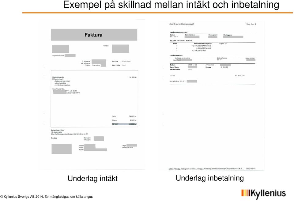 inbetalning Faktura