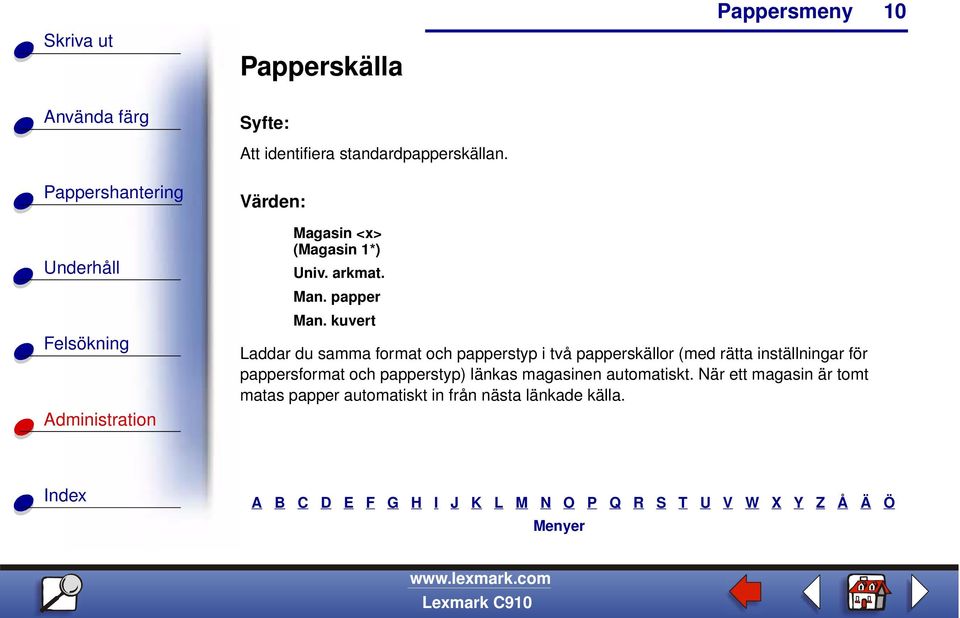 kuvert Laddar du samma format och papperstyp i två papperskällor (med rätta