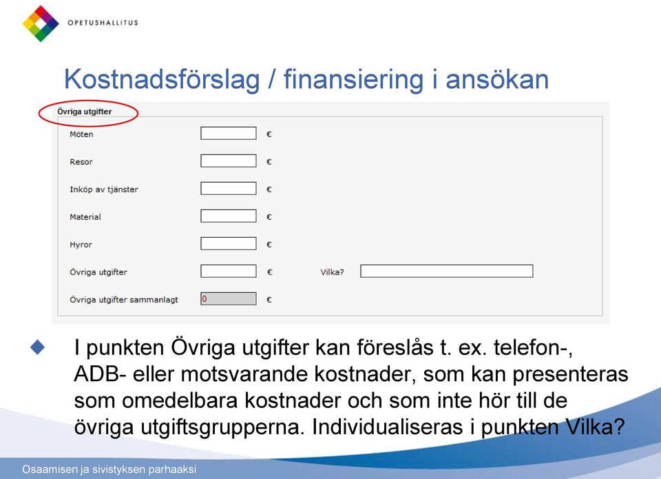 telefon-, ADB- eller motsvarande kostnader, som kan presenteras