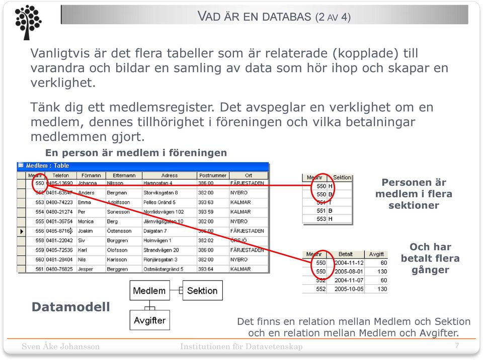 Det avspeglar en verklighet om en medlem, dennes tillhörighet i föreningen och vilka betalningar medlemmen gjort.