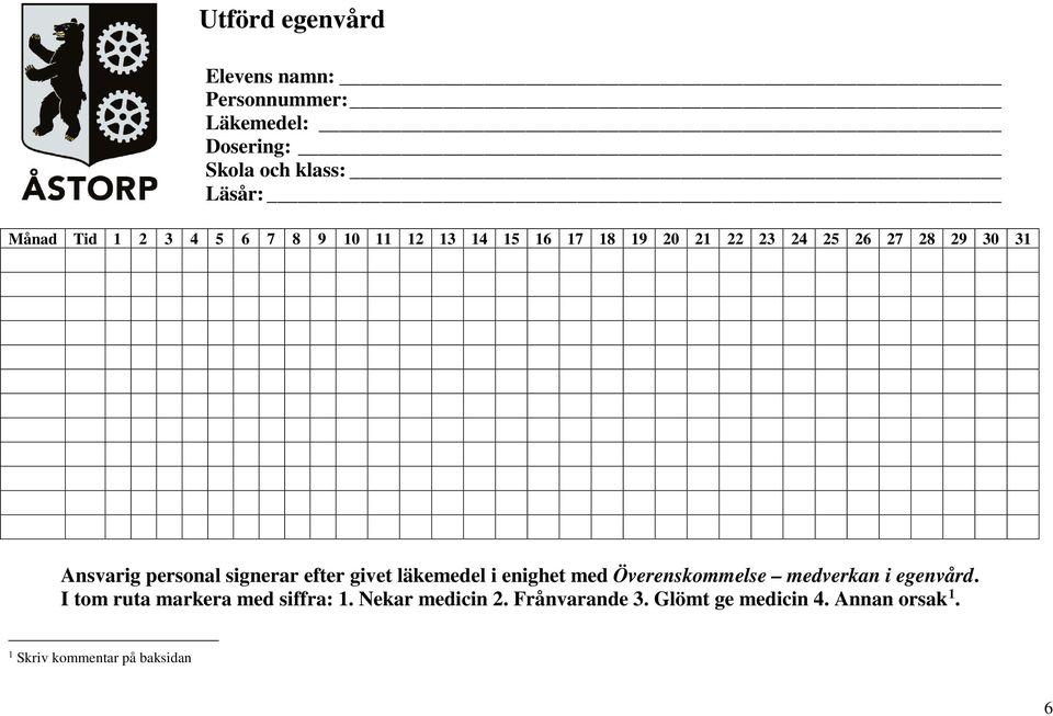 signerar efter givet läkemedel i enighet med Överenskommelse medverkan i egenvård.