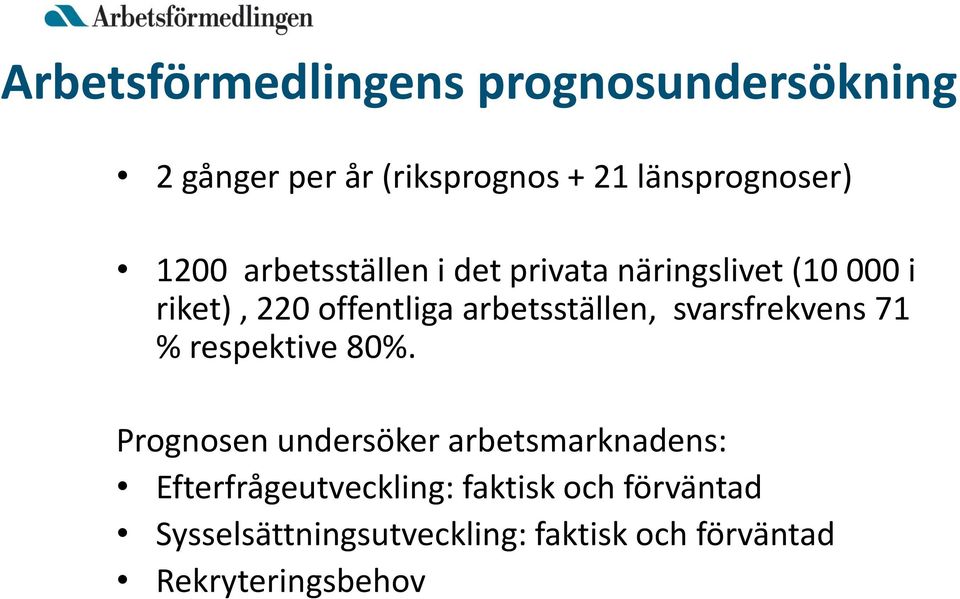 arbetsställen, svarsfrekvens 71 % respektive 80%.