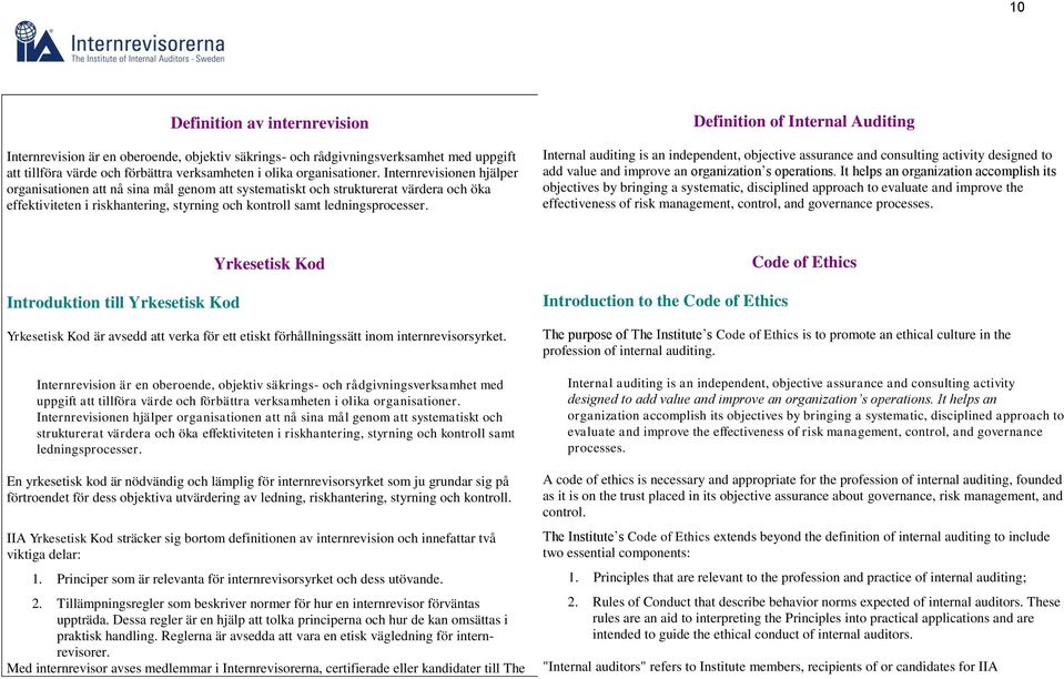 Definition of Internal Auditing Internal auditing is an independent, objective assurance and consulting activity designed to add value and improve an organization s operations.