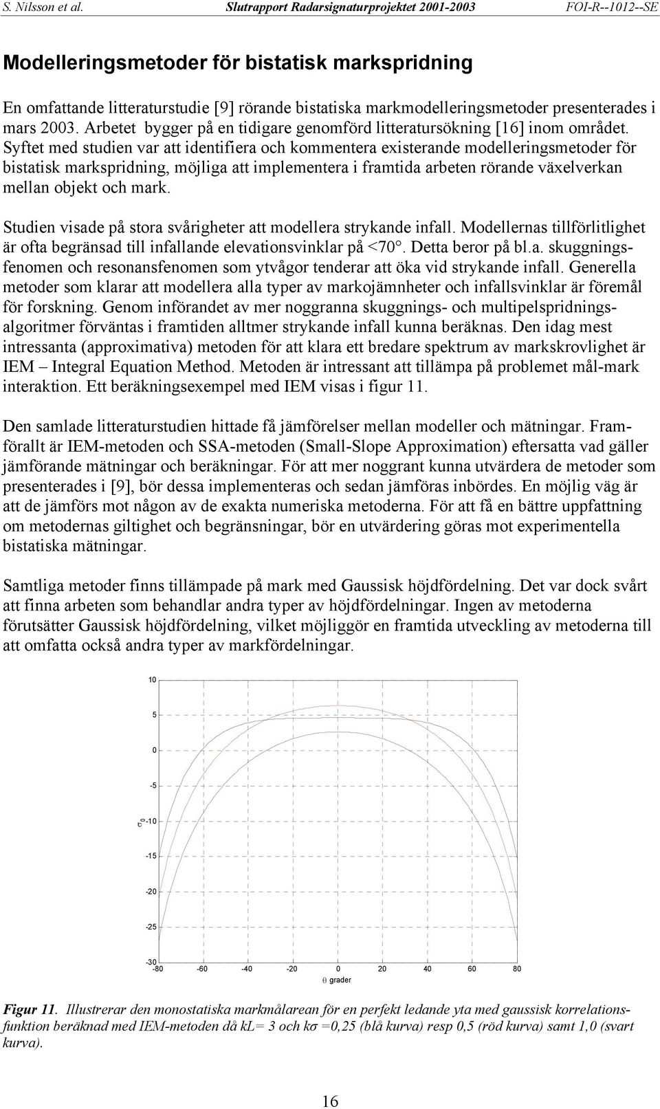 Syftet med studien var att identifiera och kommentera existerande modelleringsmetoder för bistatisk markspridning, möjliga att implementera i framtida arbeten rörande växelverkan mellan objekt och