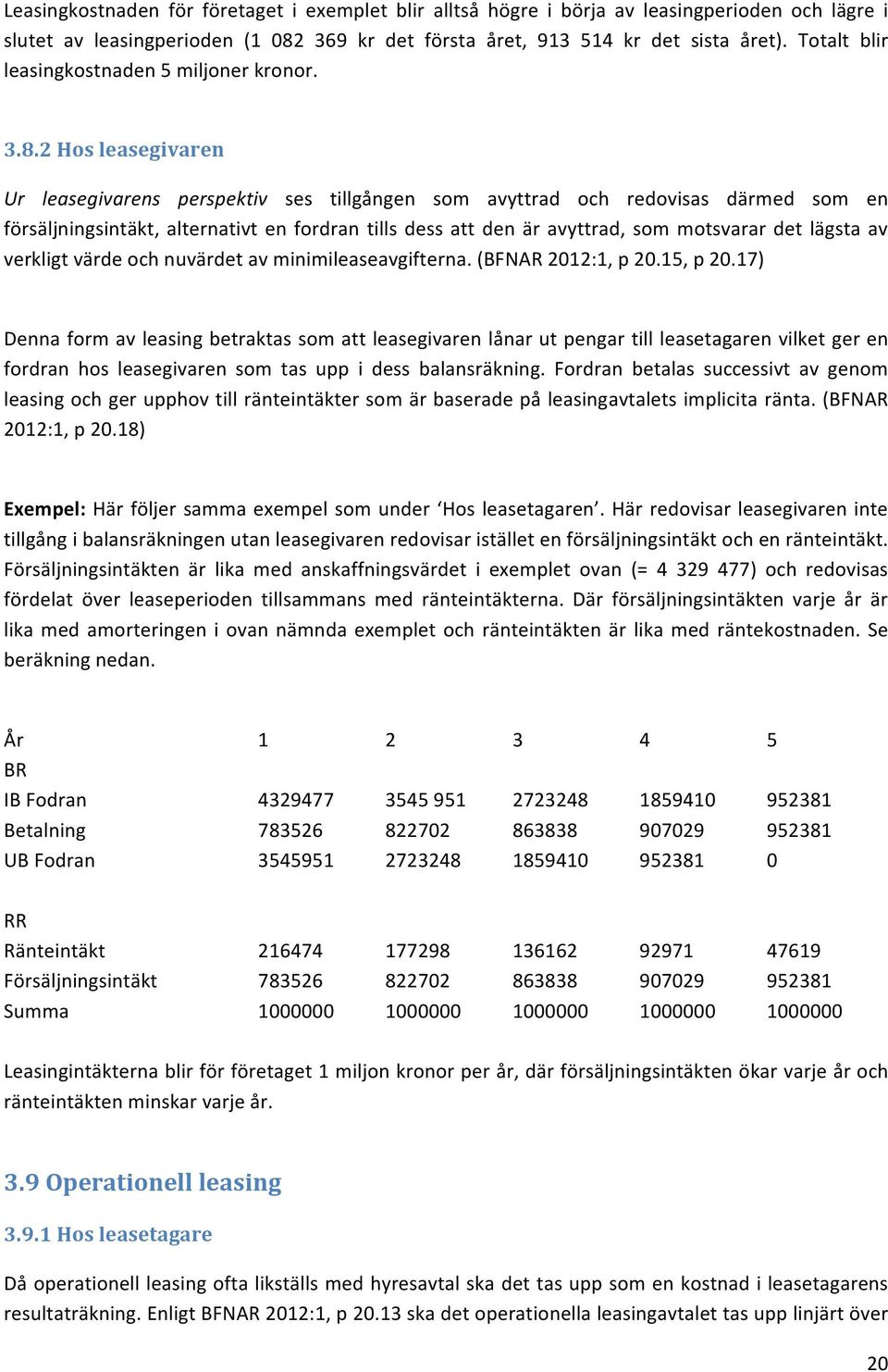 2 Hos leasegivaren Ur leasegivarens perspektiv ses tillgången som avyttrad och redovisas därmed som en försäljningsintäkt, alternativt en fordran tills dess att den är avyttrad, som motsvarar det