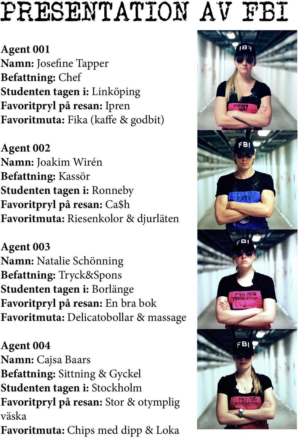 003 Namn: Natalie Schönning Befattning: Tryck&Spons Studenten tagen i: Borlänge Favoritpryl på resan: En bra bok Favoritmuta: Delicatobollar & massage