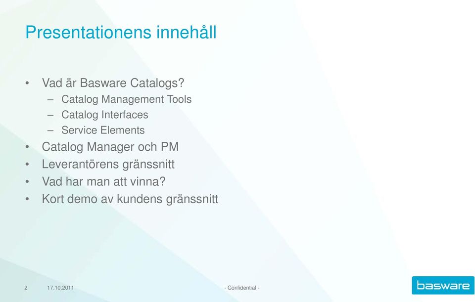 Elements Catalog Manager och PM Leverantörens gränssnitt