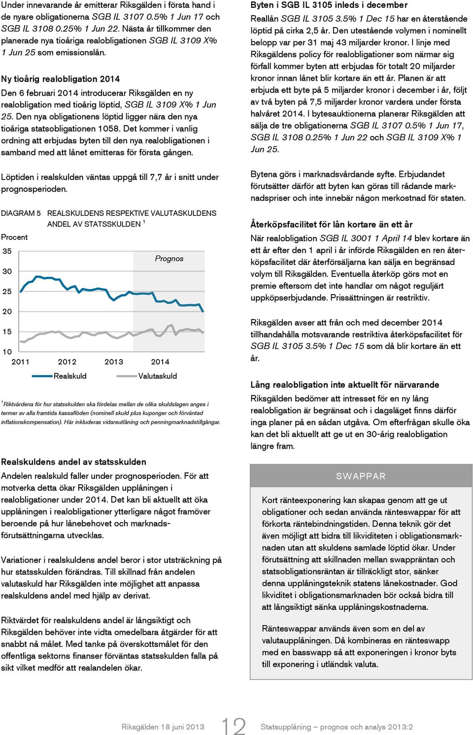 Ny tioårig realobligation 2014 Den 6 februari 2014 introducerar Riksgälden en ny realobligation med tioårig löptid, SGB IL 3109 X% 1 Jun 25.