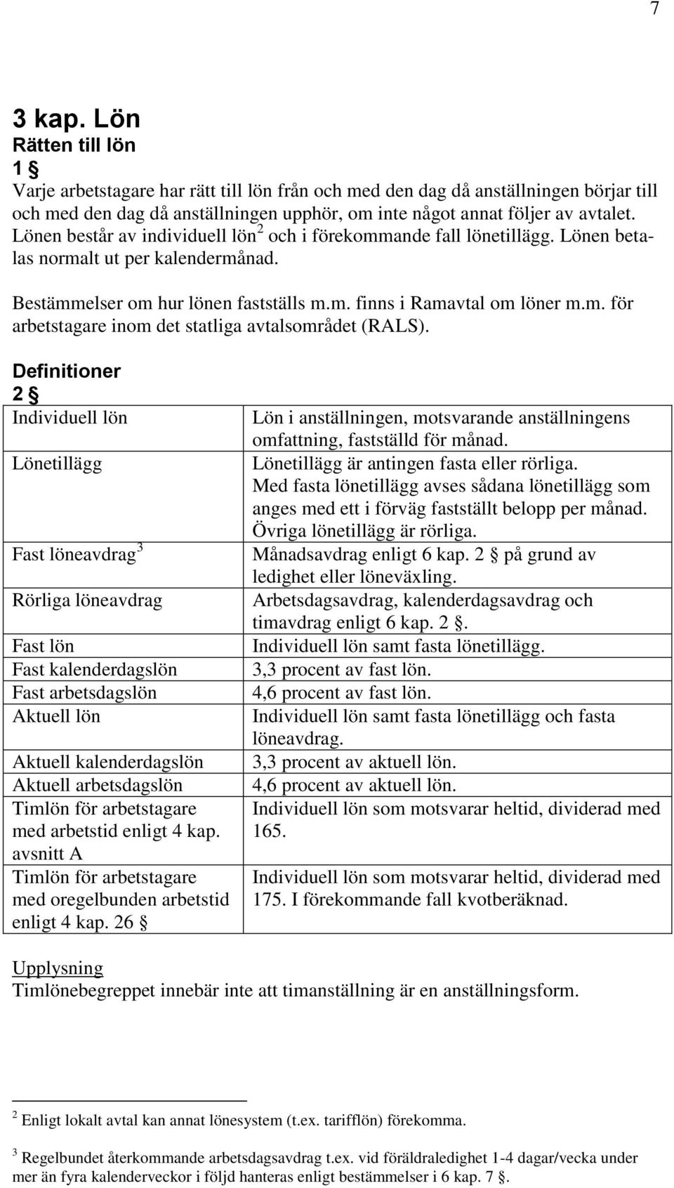 Definitioner 2 Individuell lön Lönetillägg Fast löneavdrag 3 Rörliga löneavdrag Fast lön Fast kalenderdagslön Fast arbetsdagslön Aktuell lön Aktuell kalenderdagslön Aktuell arbetsdagslön Timlön för