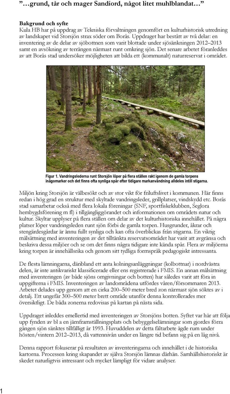 Det senare arbetet föranleddes av att Borås stad undersöker möjligheten att bilda ett (kommunalt) naturreservat i området. Figur 1.