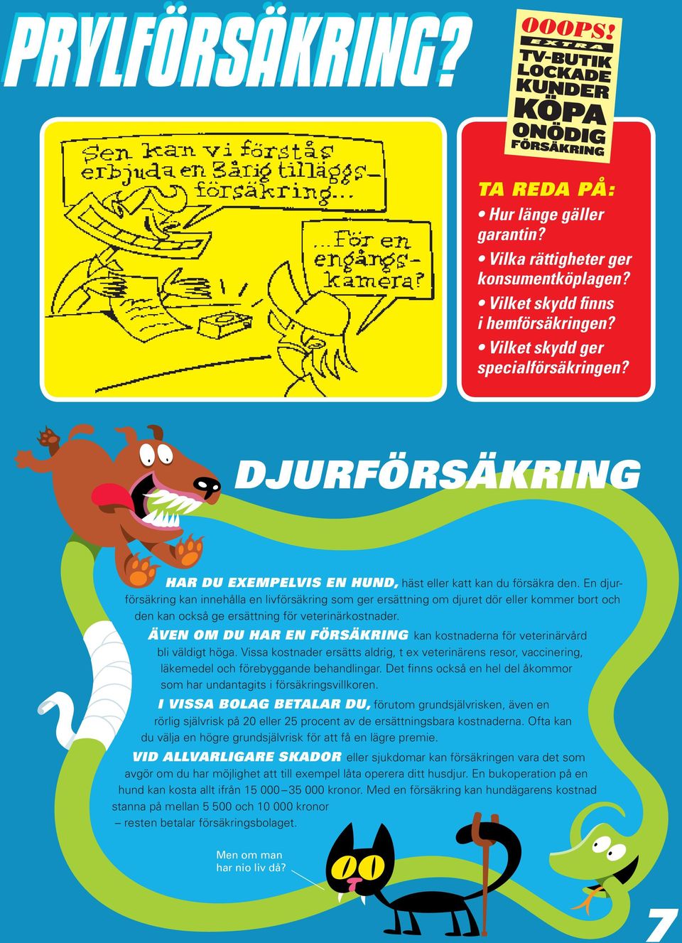 En djurförsäkring kan innehålla en livförsäkring som ger ersättning om djuret dör eller kommer bort och den kan också ge ersättning för veterinärkostnader.