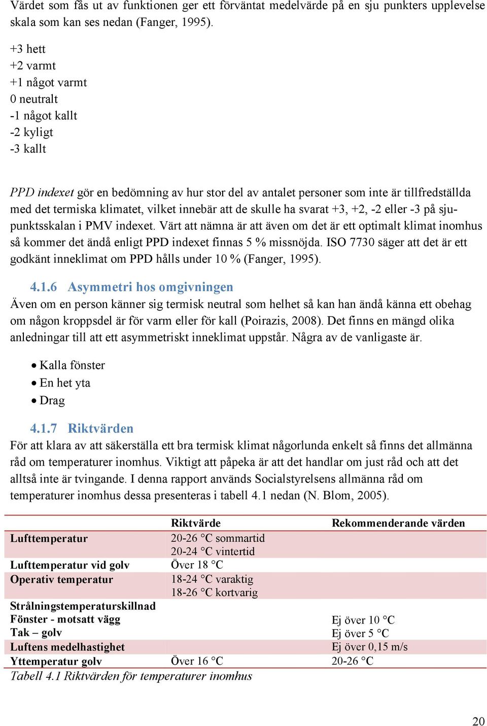 vilket innebär att de skulle ha svarat +3, +2, -2 eller -3 på sjupunktsskalan i PMV indexet.