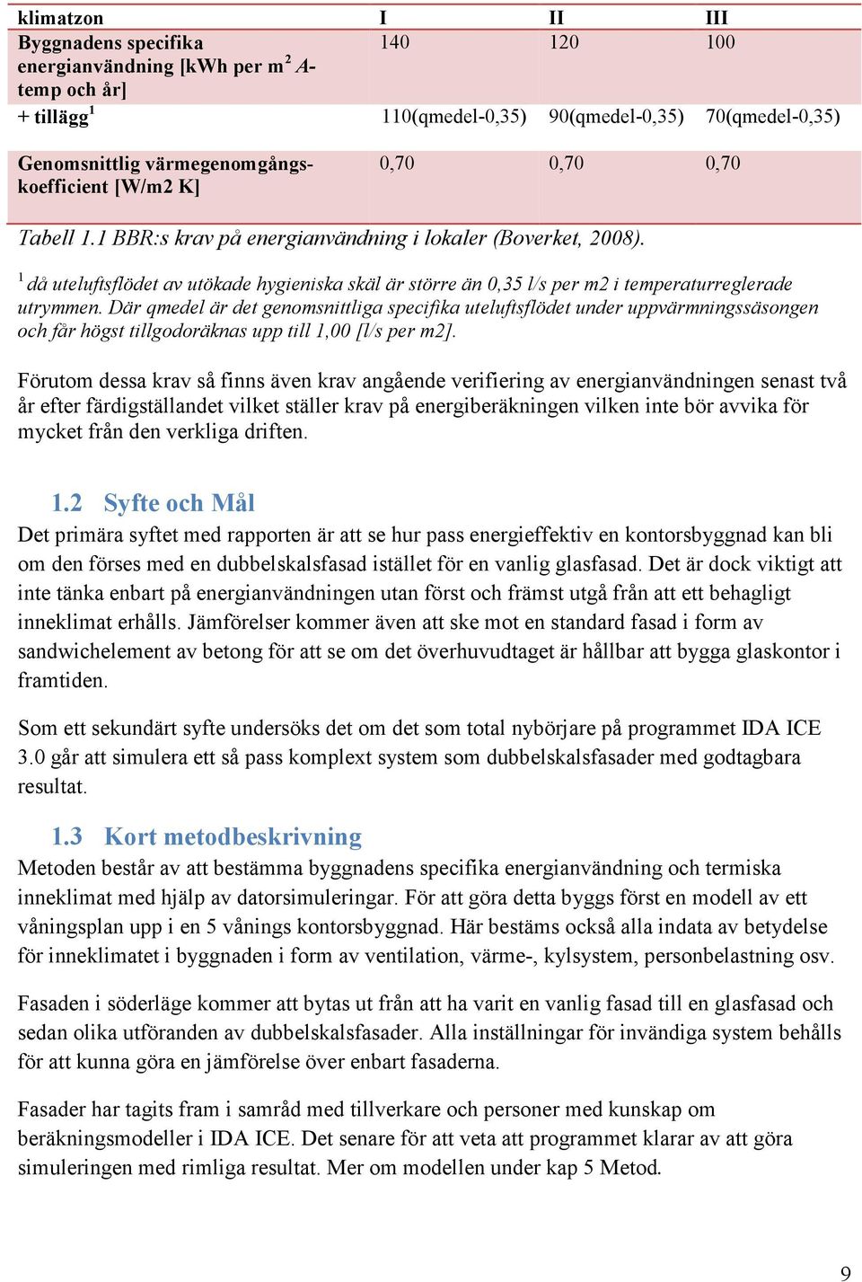 1 då uteluftsflödet av utökade hygieniska skäl är större än 0,35 l/s per m2 i temperaturreglerade utrymmen.
