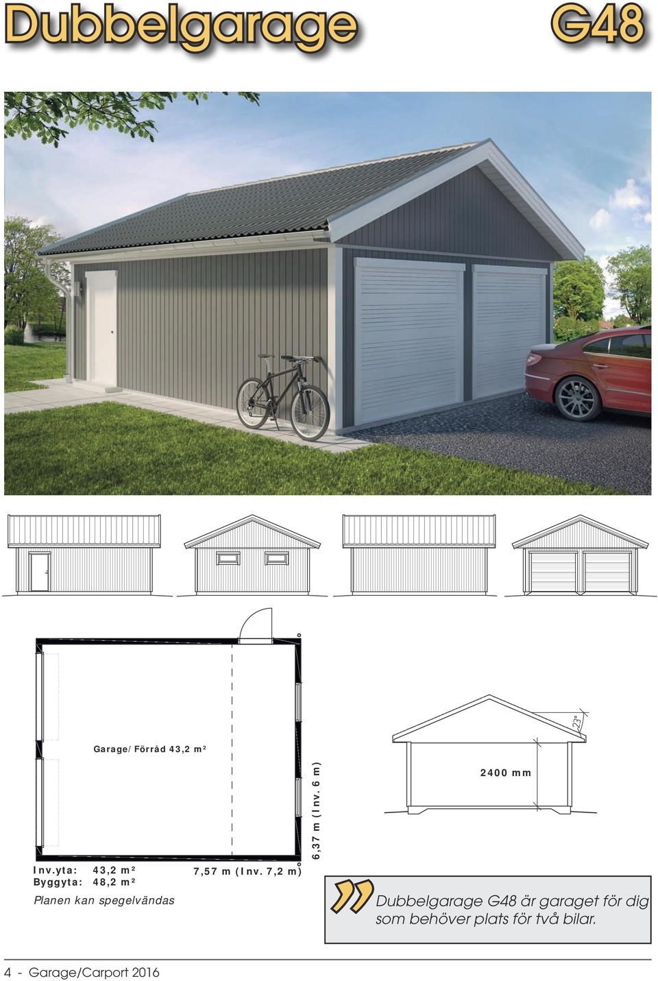 Garage/Carport 2016 7,57 m (Inv. 7,2 m) 6,37 m (Inv.