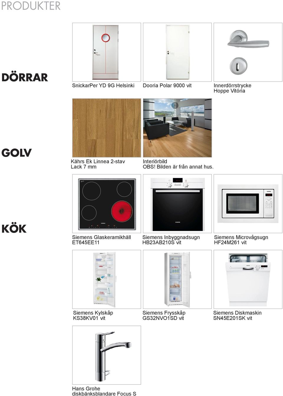 KÖK Siemens Glaskeramikhäll ET645EE11 Siemens Inbyggnadsugn HB23AB210S vit Siemens Microvågsugn