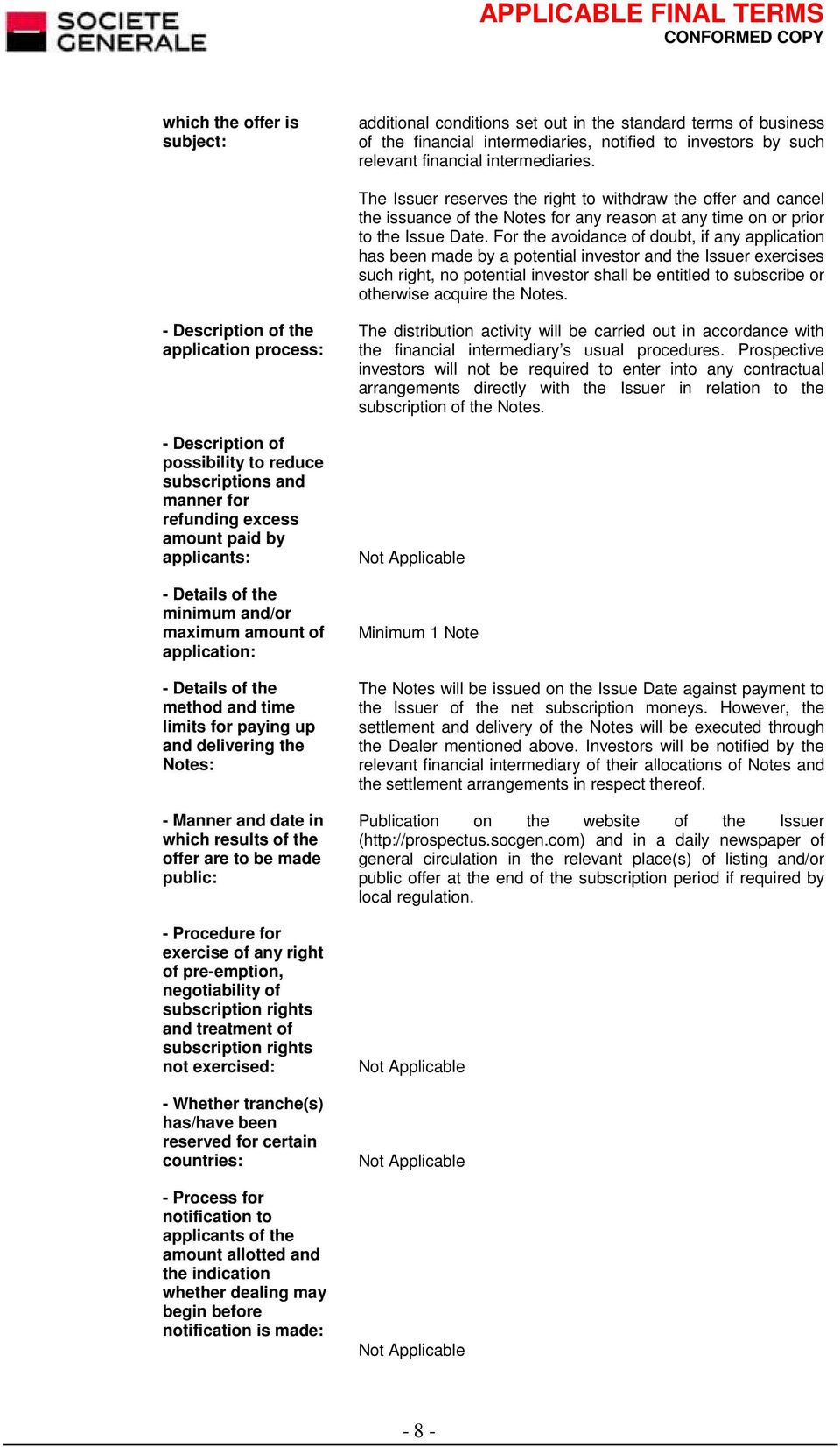 For the avoidance of doubt, if any application has been made by a potential investor and the Issuer exercises such right, no potential investor shall be entitled to subscribe or otherwise acquire the